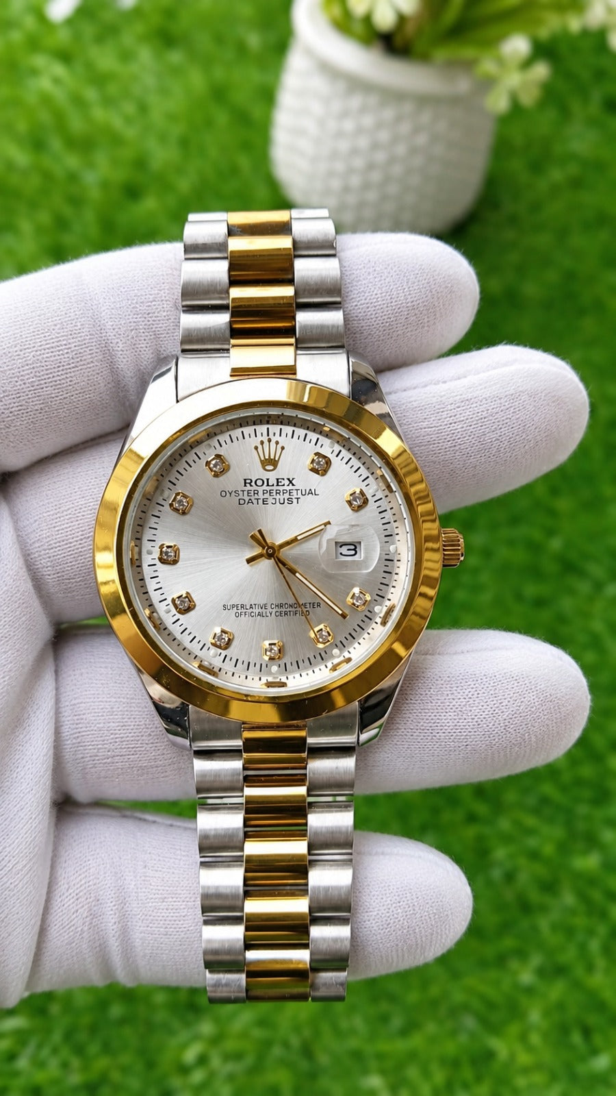 Rolex Luxury Stone Watch With Date