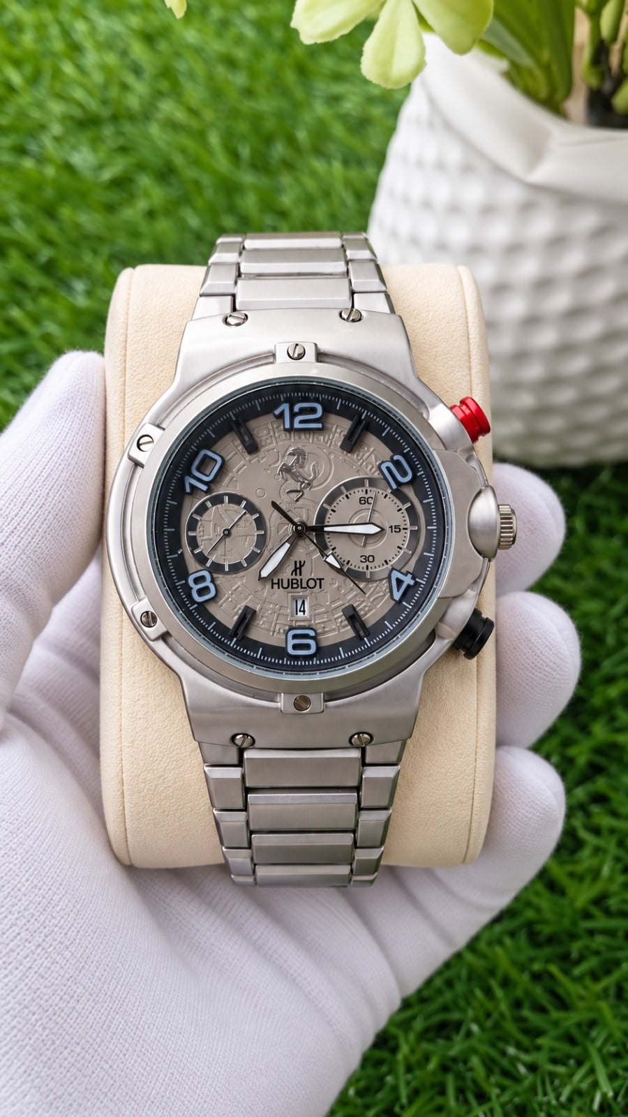 Steel Chronograph Watch – Racing Dial Edition