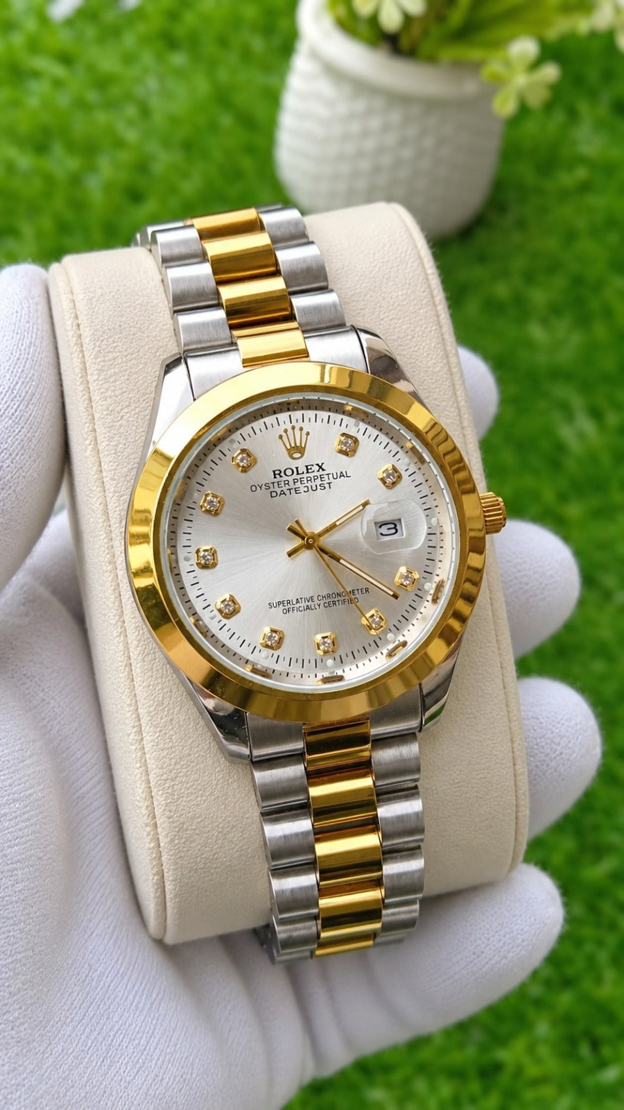 Rolex Luxury Stone Watch With Date