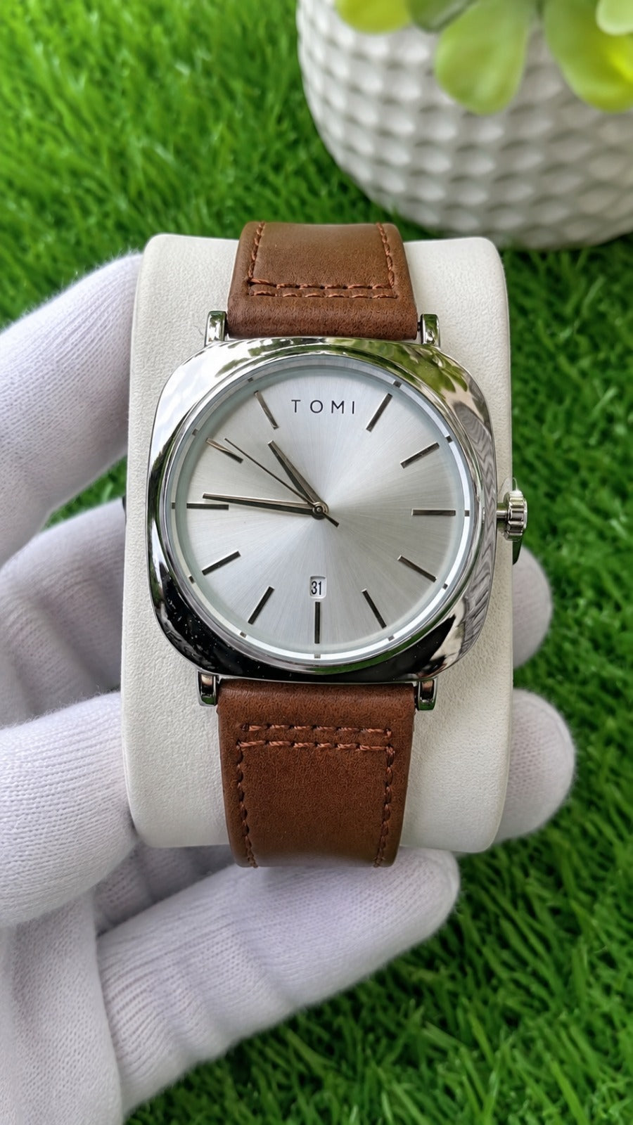Men's Watch Quartz Date Leather Strap